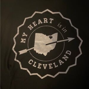 “My heart is in Cleveland” women’s black scoop neck top